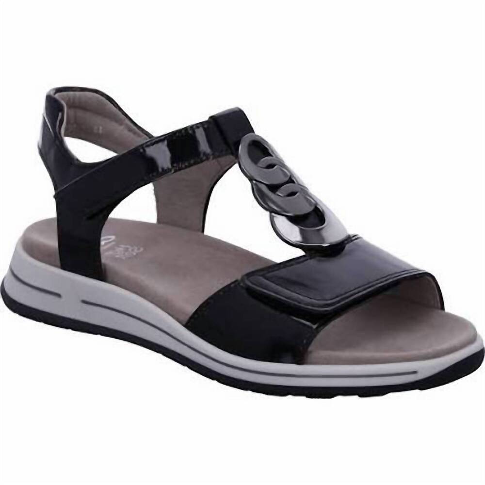 NEW ARA women's osaka sandal in black patent